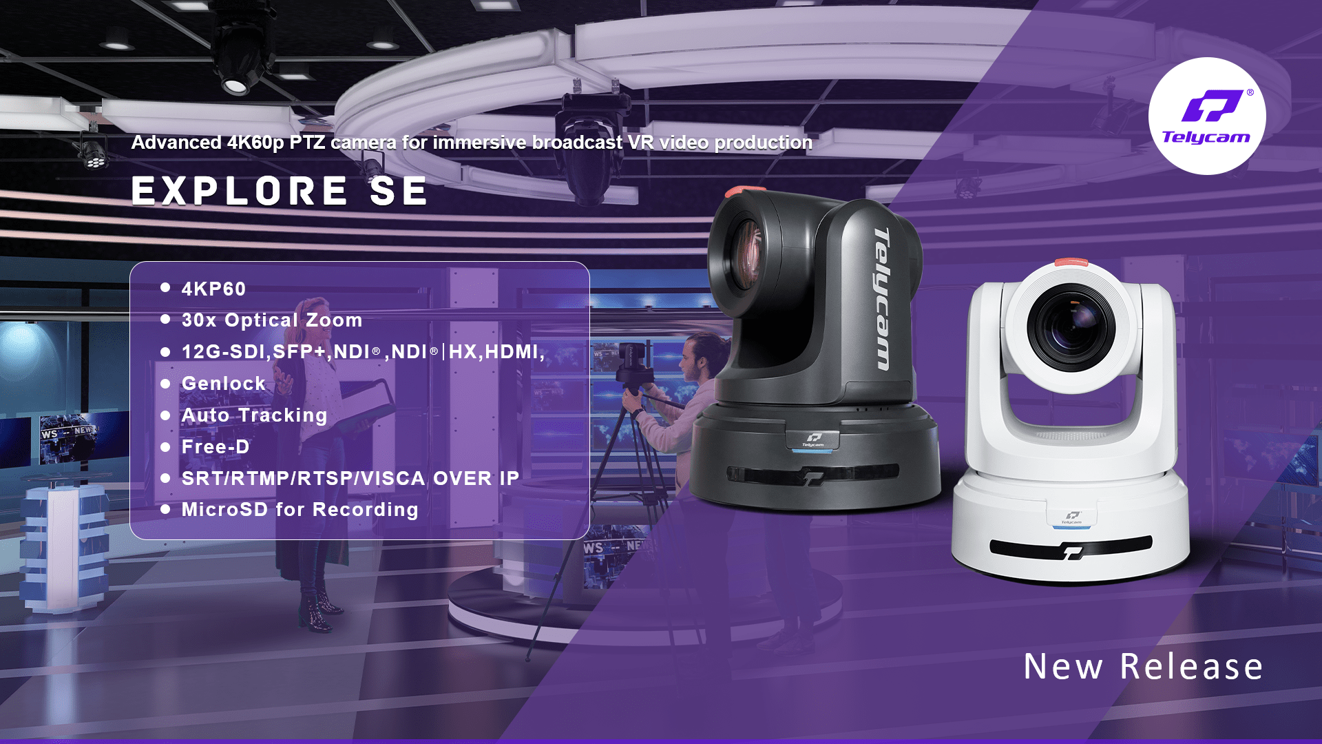 Telycam 4K60 12G-SDI PTZ Camera Explore SE