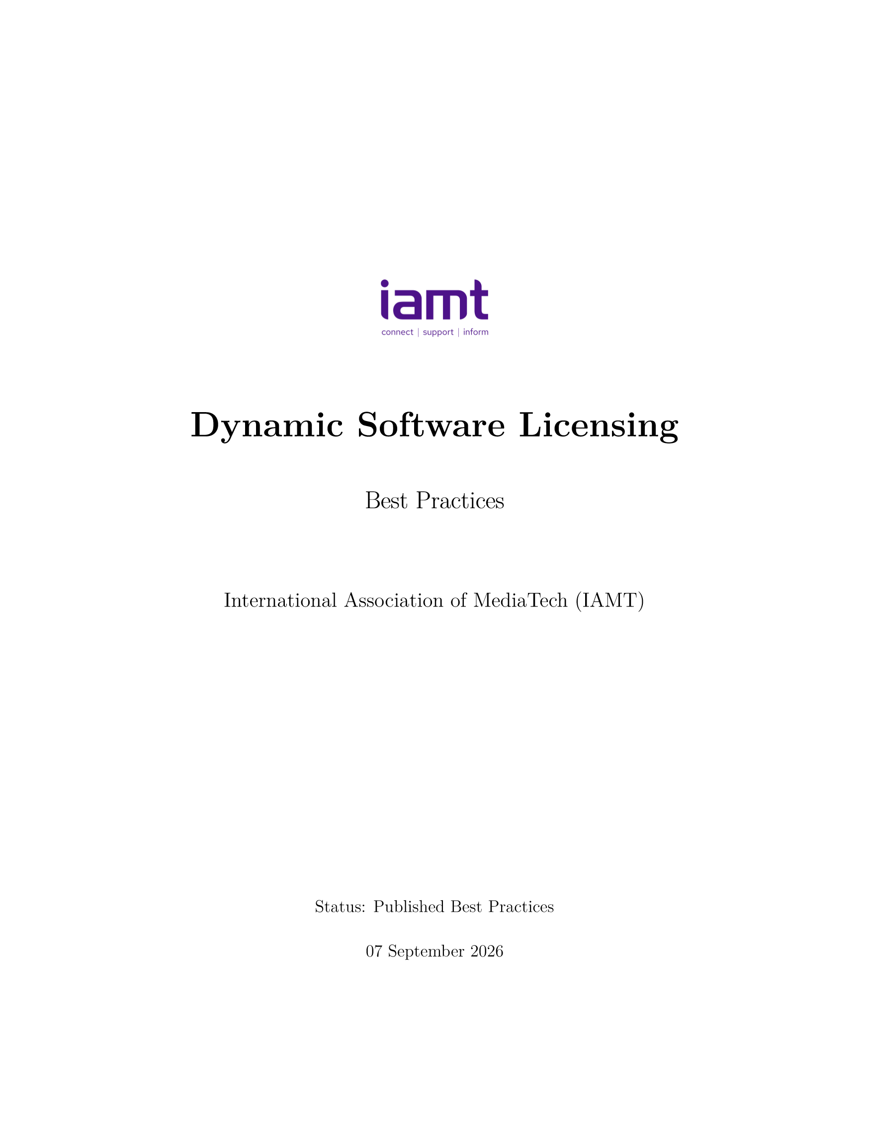 Dynamic Software Licensing Best Practices, version 1.0.0