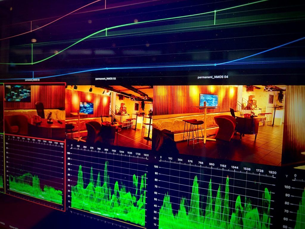 Bridge Technologies VB440 monitoring display showing waveform and audio meter views