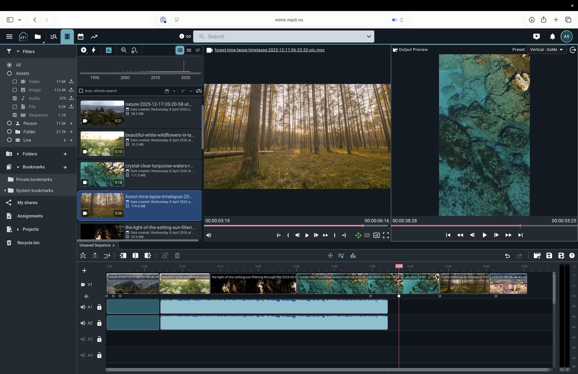 The Mimir Cutter web-based video editor interface