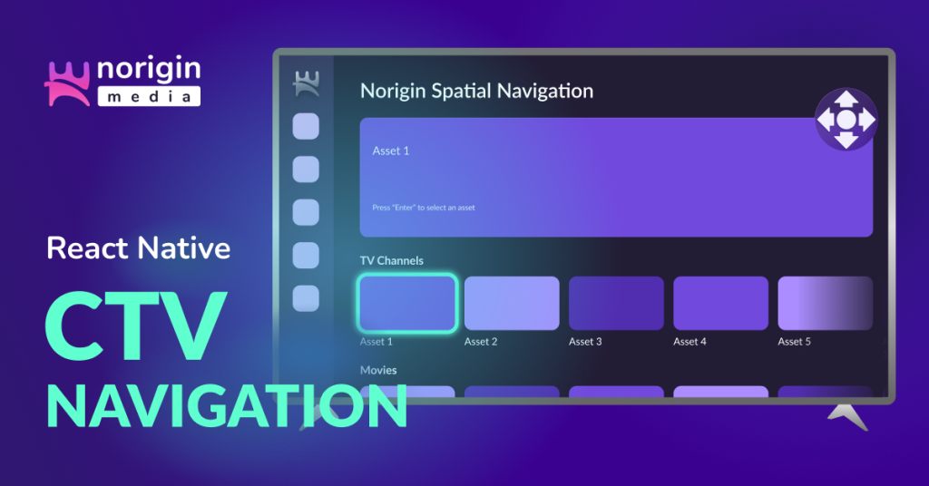 Norigin Media React Native CTV navigation graphic