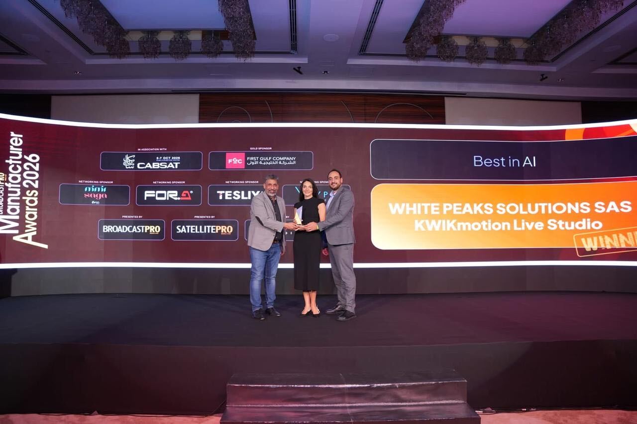 White Peaks Solutions Wins Best in AI at the BroadcastPro Manufacturer Awards 2026