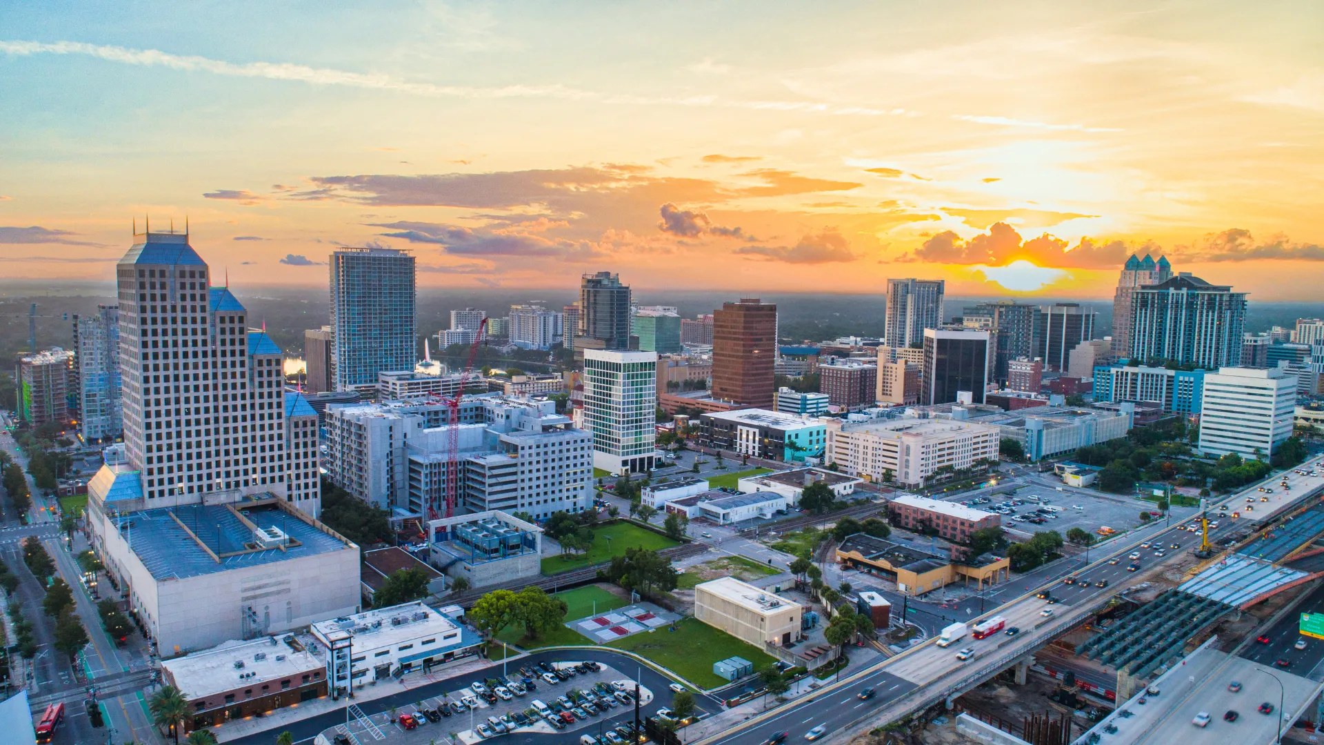 Orlando skyline at sunset